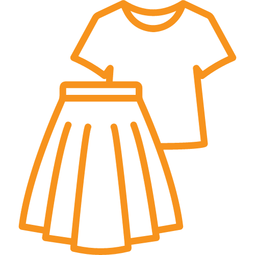 Cartoon icon of top and skirt